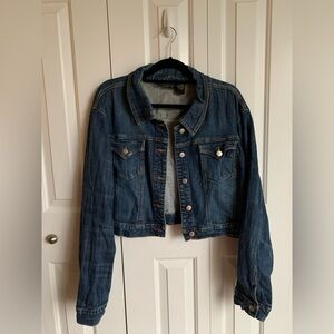 Vintage Venezia Plus Size 26/28 Dark Blue Jean Cropped Denim Jacket